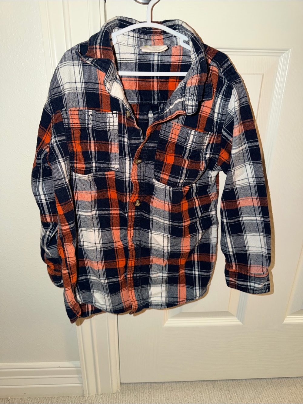 Kids Orange & Black Plaid Button-Down Shirt